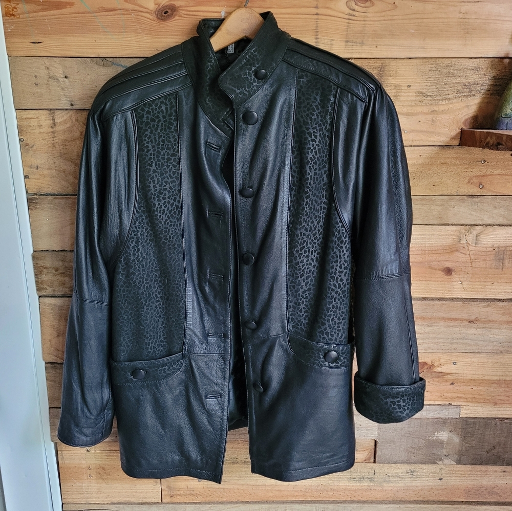 90's Leather Jacket Skirt Set SZ 11 EU by Rinzi